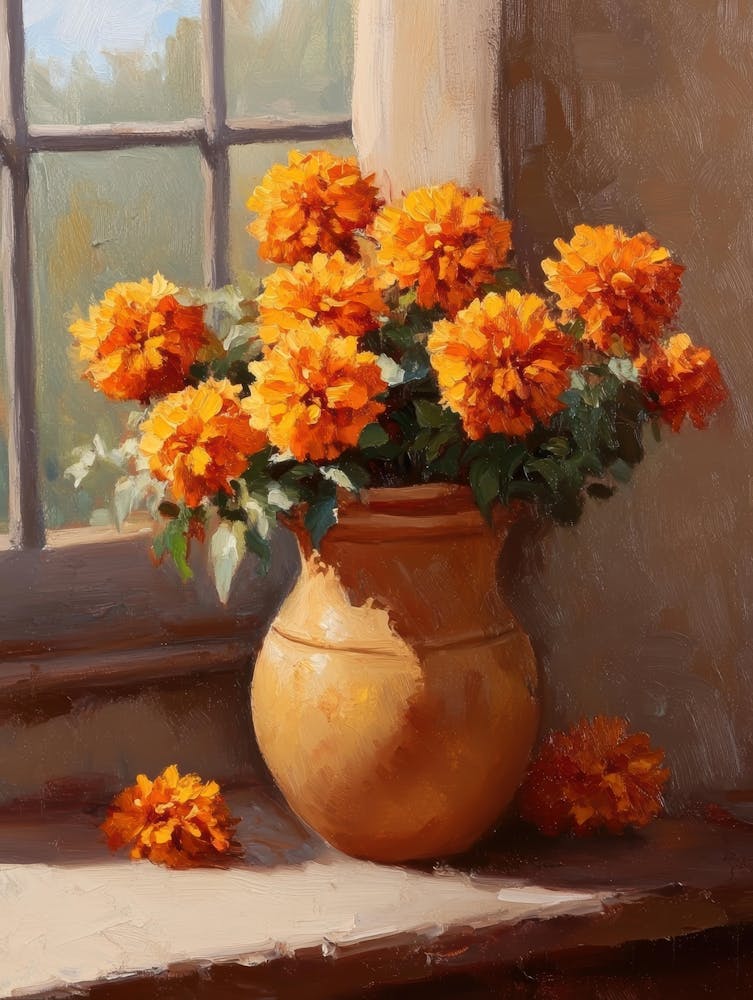 Orange Flowers In A Vase 5