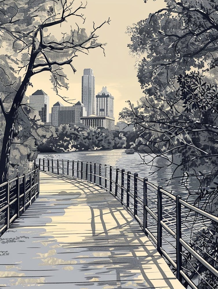 Illustration Duotone Lady Bird Lake Et La Promenade 2