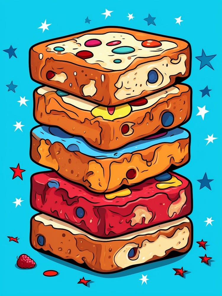 Stack Of Fruit Cake Pop Art Cartoon