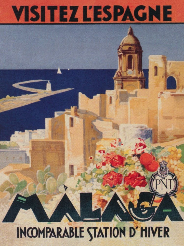 Malaga Spain Vintage Travel Poster
