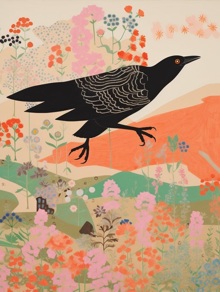 Maximalist Bird Painting Crow 3
