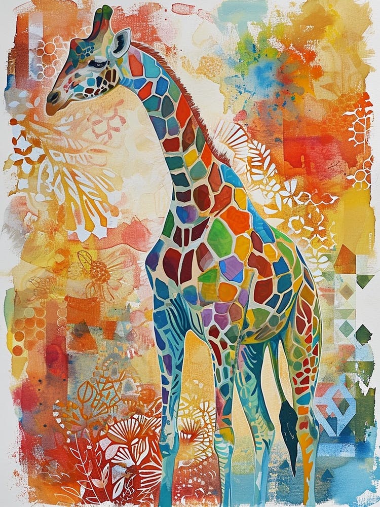 Geometric Watercolour Style Giraffe 4