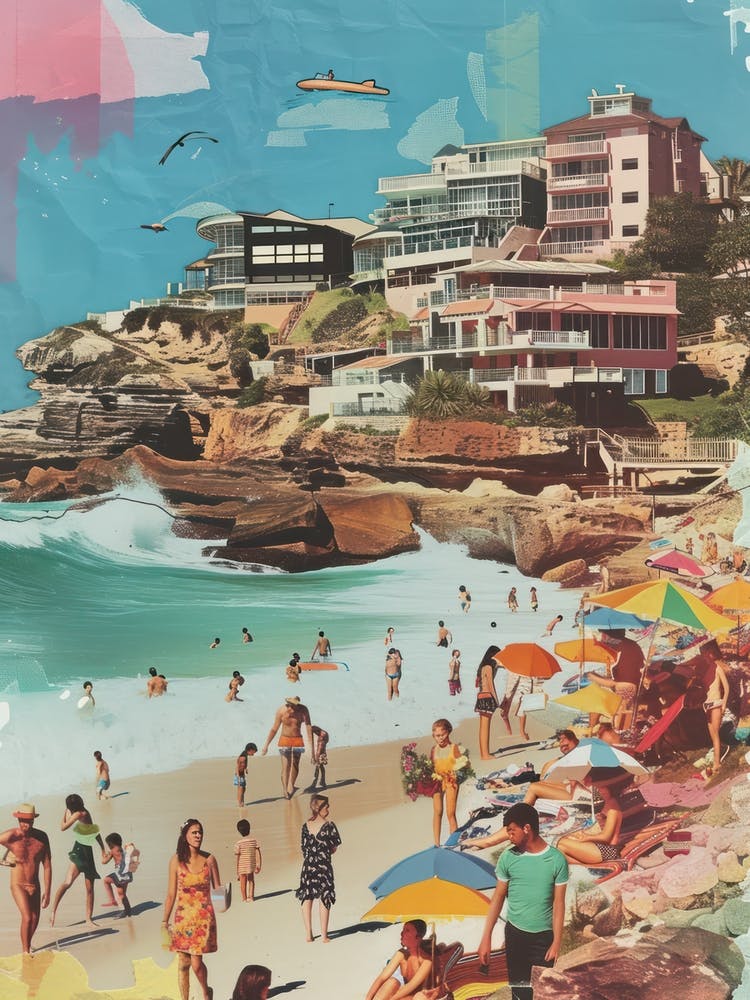 Bondi Beach   Retro Collage Style 1