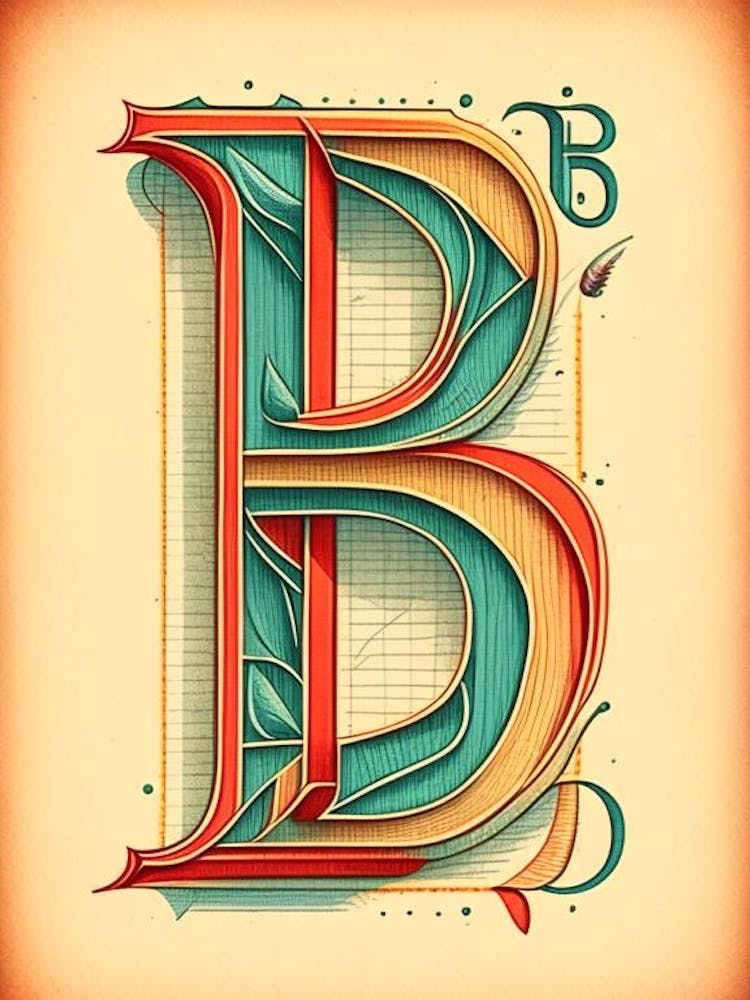 B, Letter, Alphabet Vintage Sketch 1
