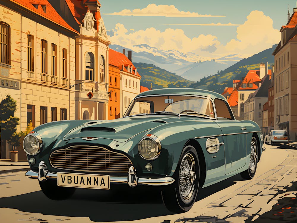Heritage On Wheels – Autumn Drive Classic Car Poster