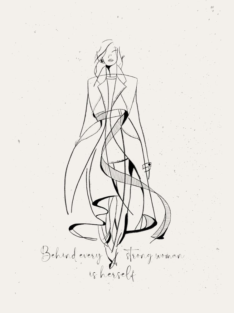 Hinter jeder starken Frau steht sie selbst II | Ermächtigung, Stärke, Frau, Kunst, Inspiration, Mode, Selbstvertrauen, Minimalismus, Design, Abstrakt, Modern, Illustration