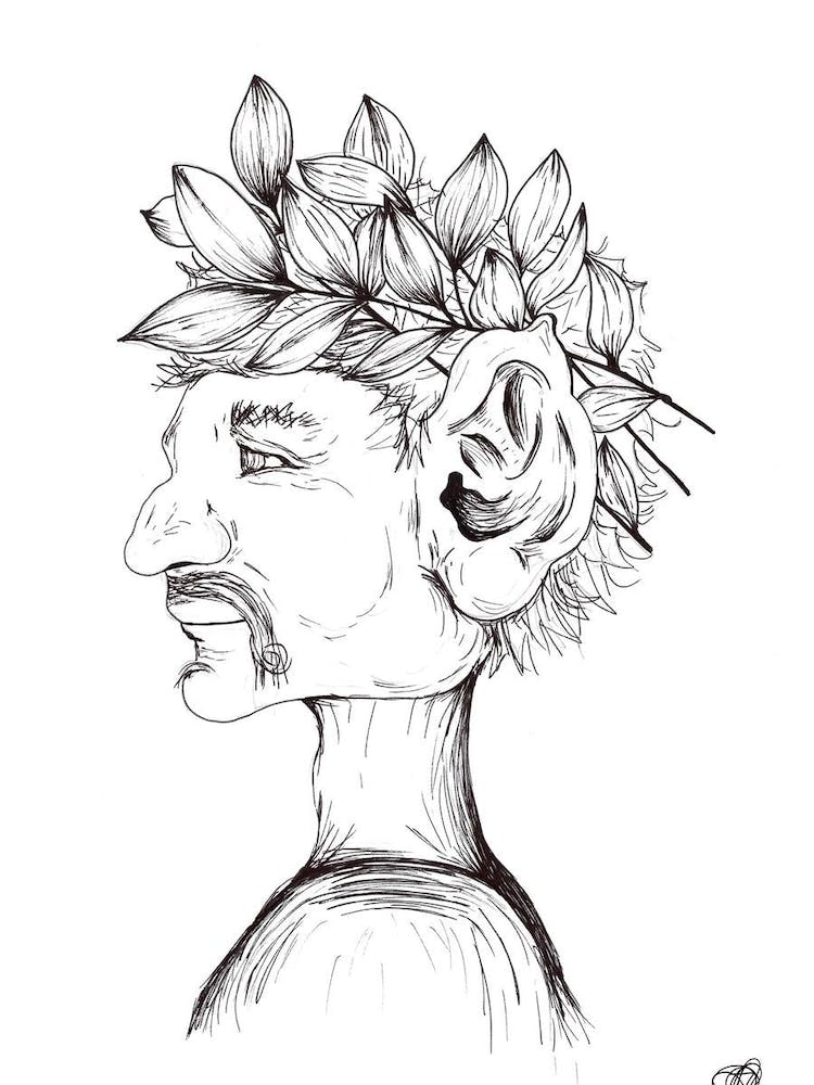 Black and White Pixie with Leaves