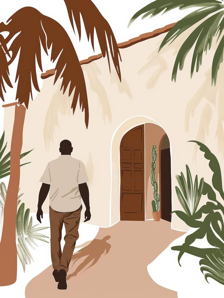 Man Walking Into A House