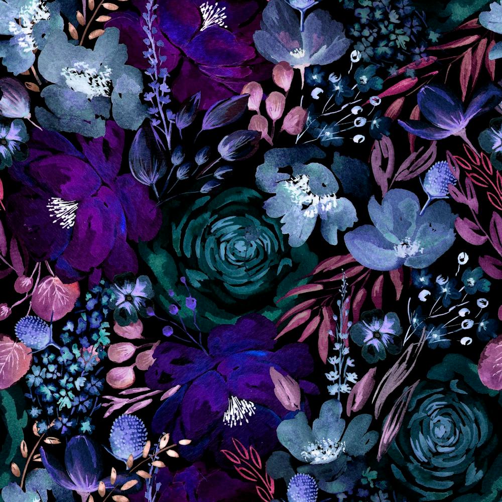 Florales Chaos Dunkelblau