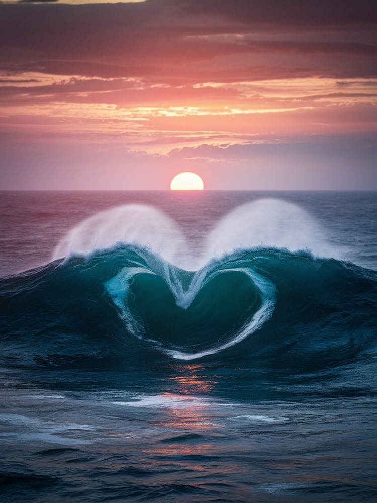 Heart Wave At Sunset