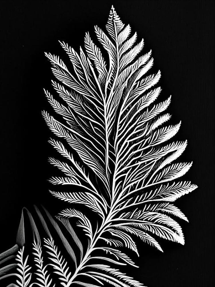 Douglas Fir Needle Leaf Linocut