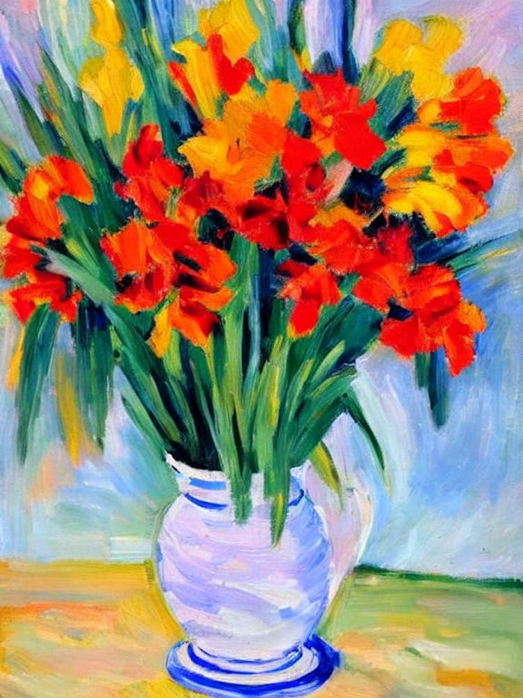 Gladiolus Floral Abstract Block Colour Flower