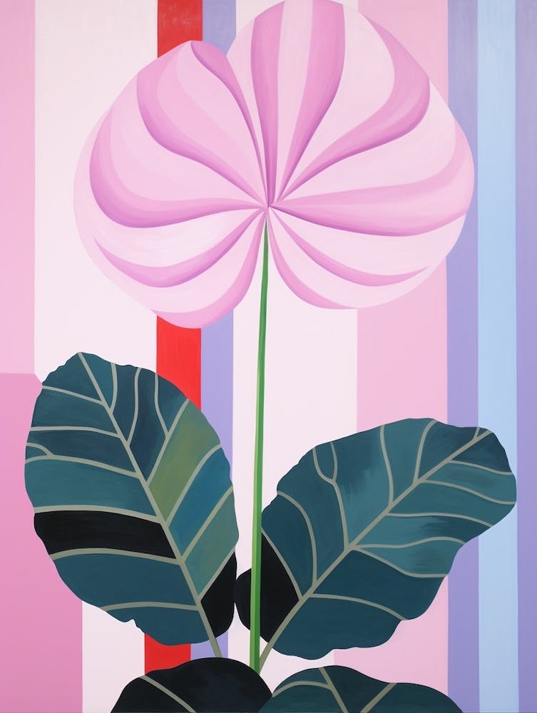 Cyclamen 3 Hilma Af Klint Inspired Pastel Flower Painting