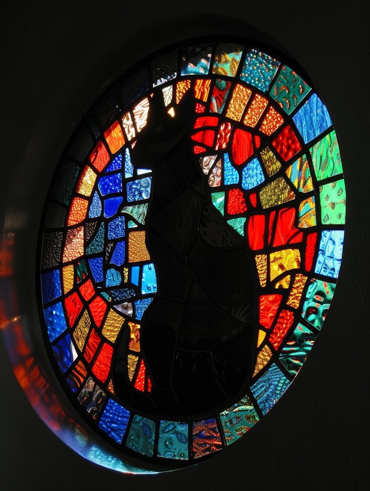 Cat In Stained Glass Window 5