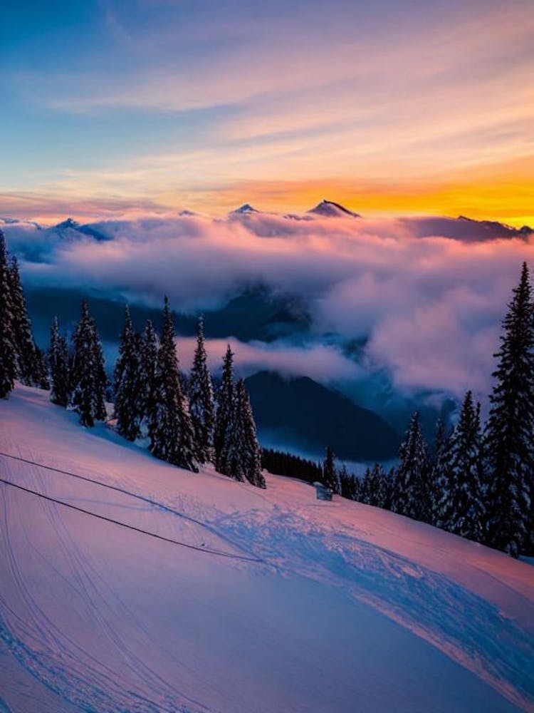 Nassfeld, Austria Sunrise Skiing Poster