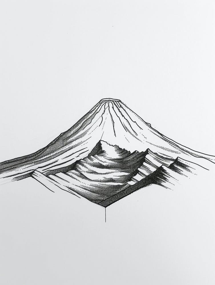 Mount Kilimanjaro Tanzania Line Drawing 4