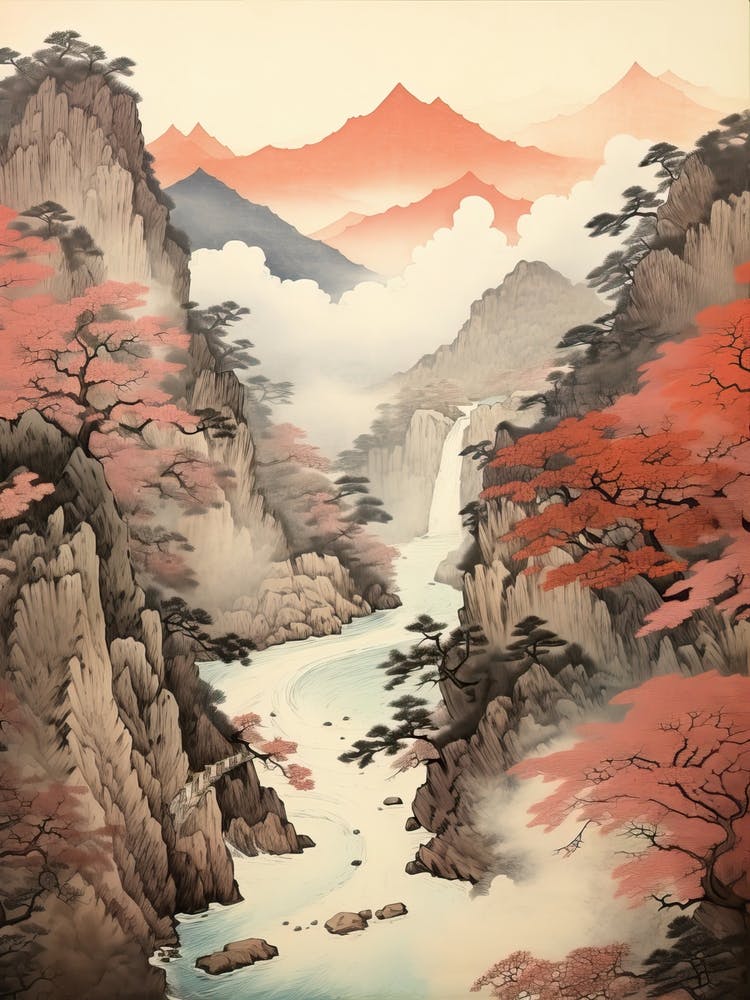 Shosenkyo Gorge In Yamanshi, Ukiyo E Drawing 3