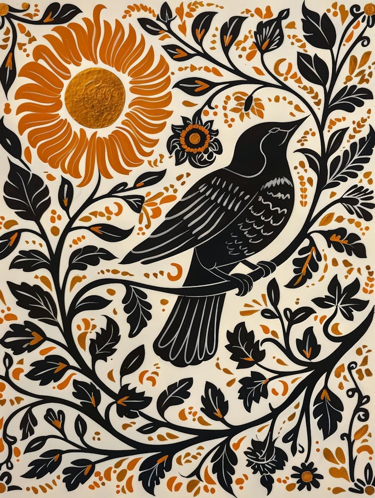 Crow And Sunflower