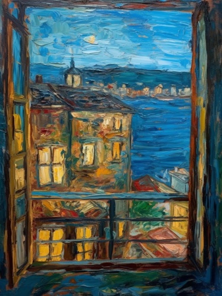 Window View Of Sydney In The Style Of Expressionism 1