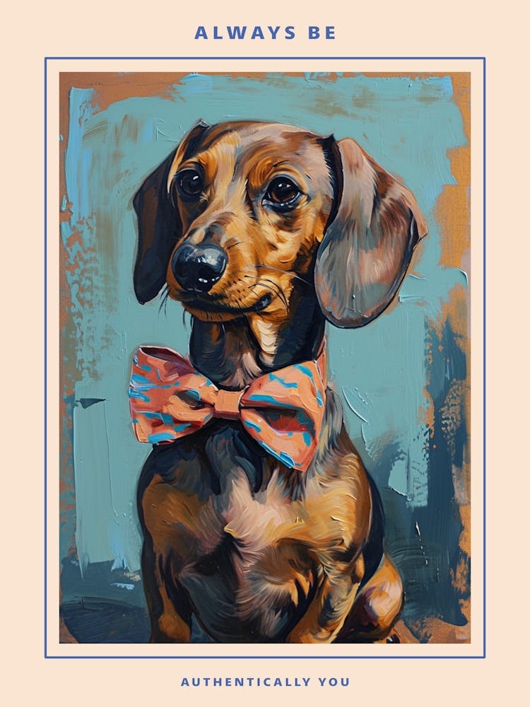 Kitsch Portrait Of A Dachshund In A Bow Tie 2 Poster