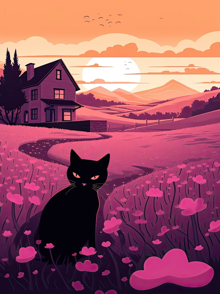 A Black Cat In A Lavender Field 3