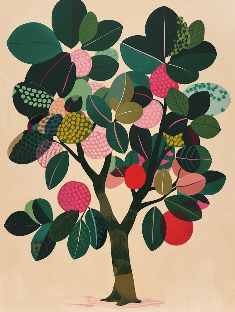Walnut Tree Colourful Illustration 2