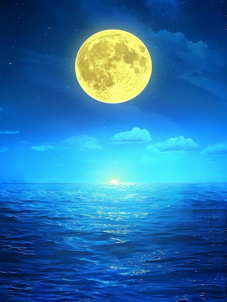 Full Moon Over The Ocean