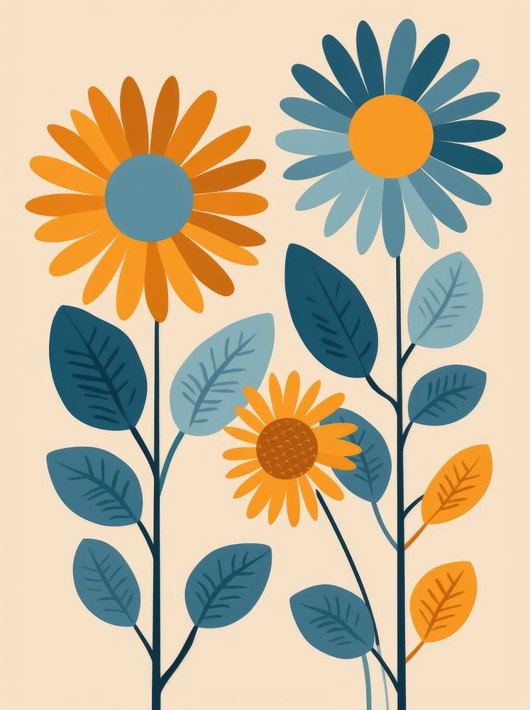 Flowers On A Beige Background