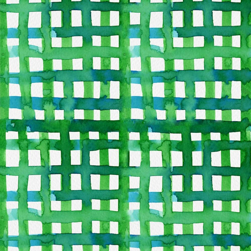 Watercolor Green Grid