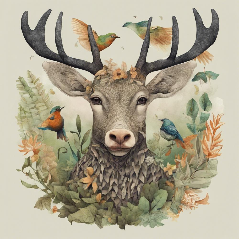 Deer With Birds