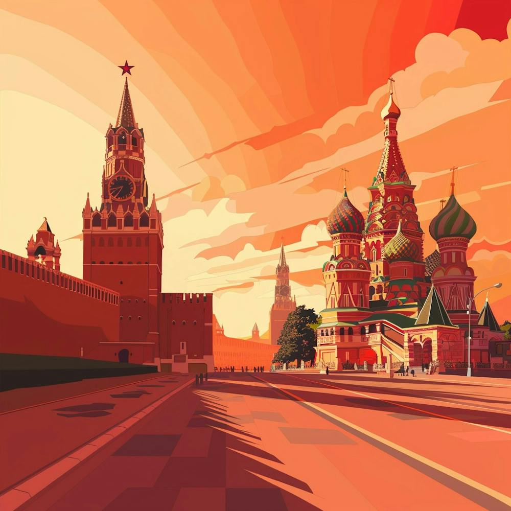 Red Square Sunset In Moscow