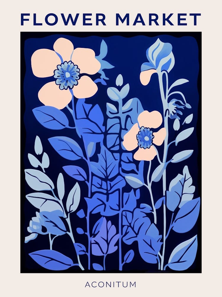 Blue Flower Market Poster Aconitum 1