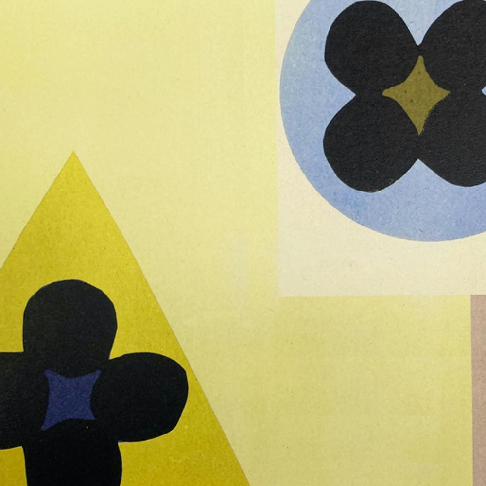 'Floral on geometric background'