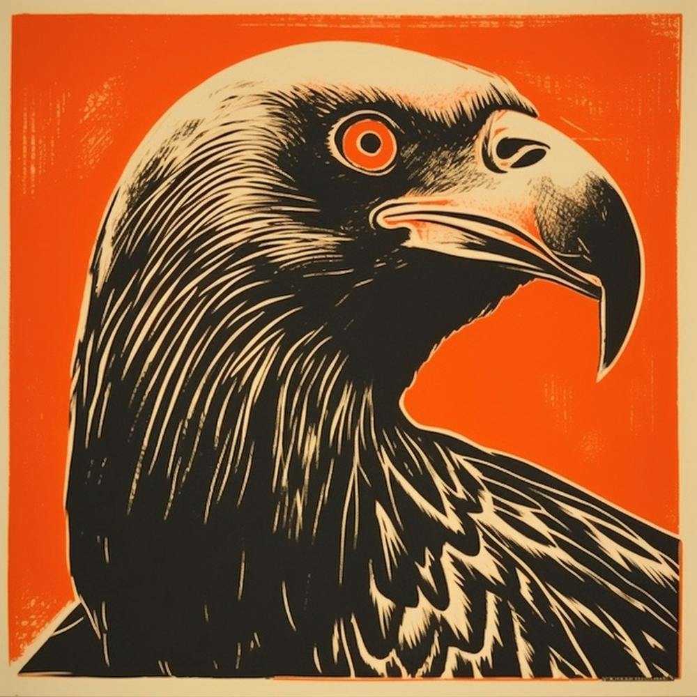 Lithographie d'oiseau rétro Vautour 1