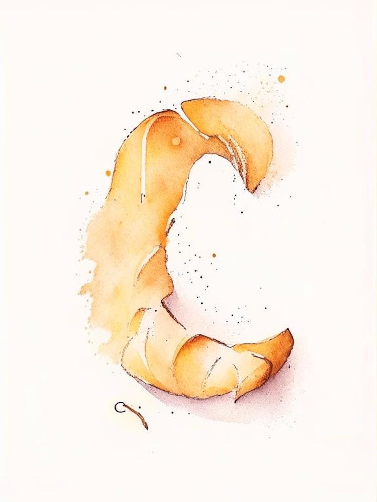 C  Croissant, Letter, Alphabet Minimalist Watercolour 3