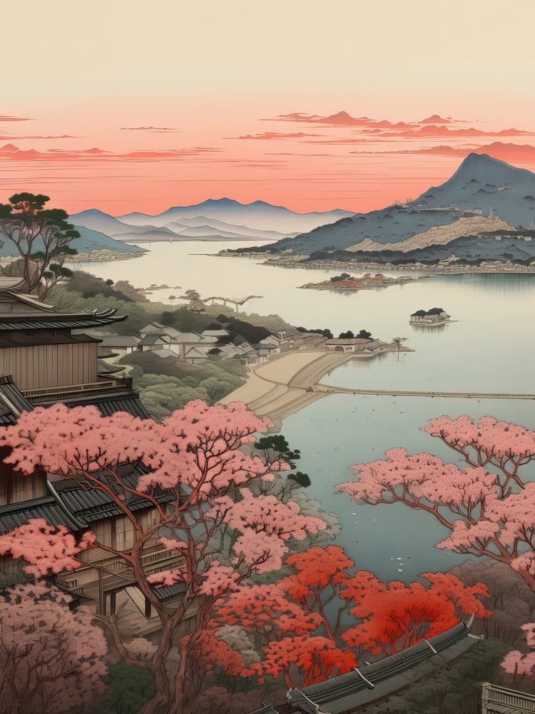 Amanohashidate In Kyoto, Ukiyo E Drawing 2