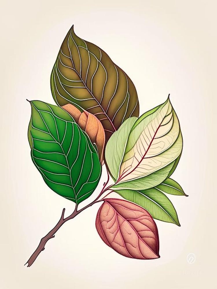 Rhododendron Leaf Warm Tones