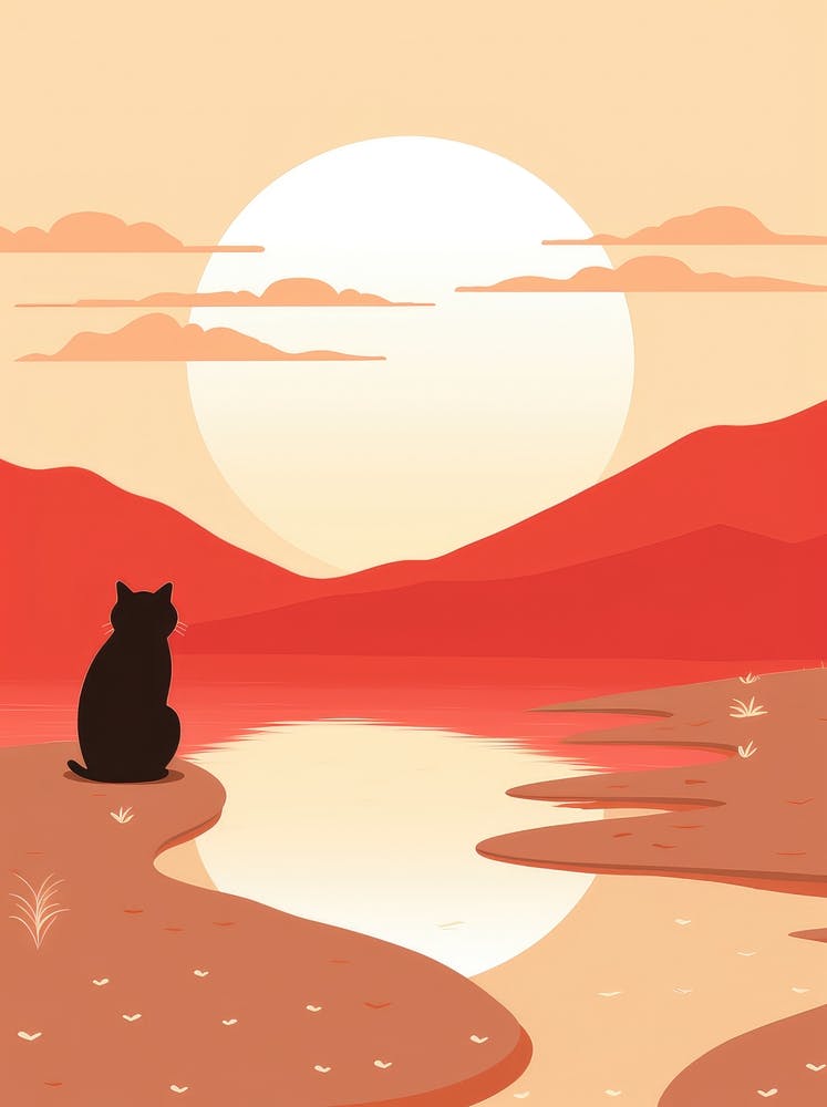 Cat At Sunset