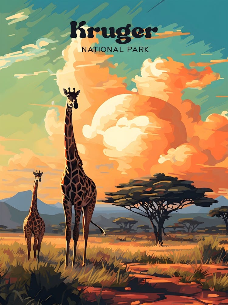 Kruger National Park 1 Affiche de voyage 3 4 Redimensionner