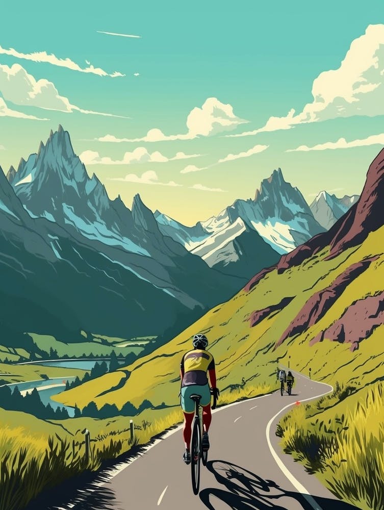 Tour De Mont Blanc France 6 Vintage Travel Illustration