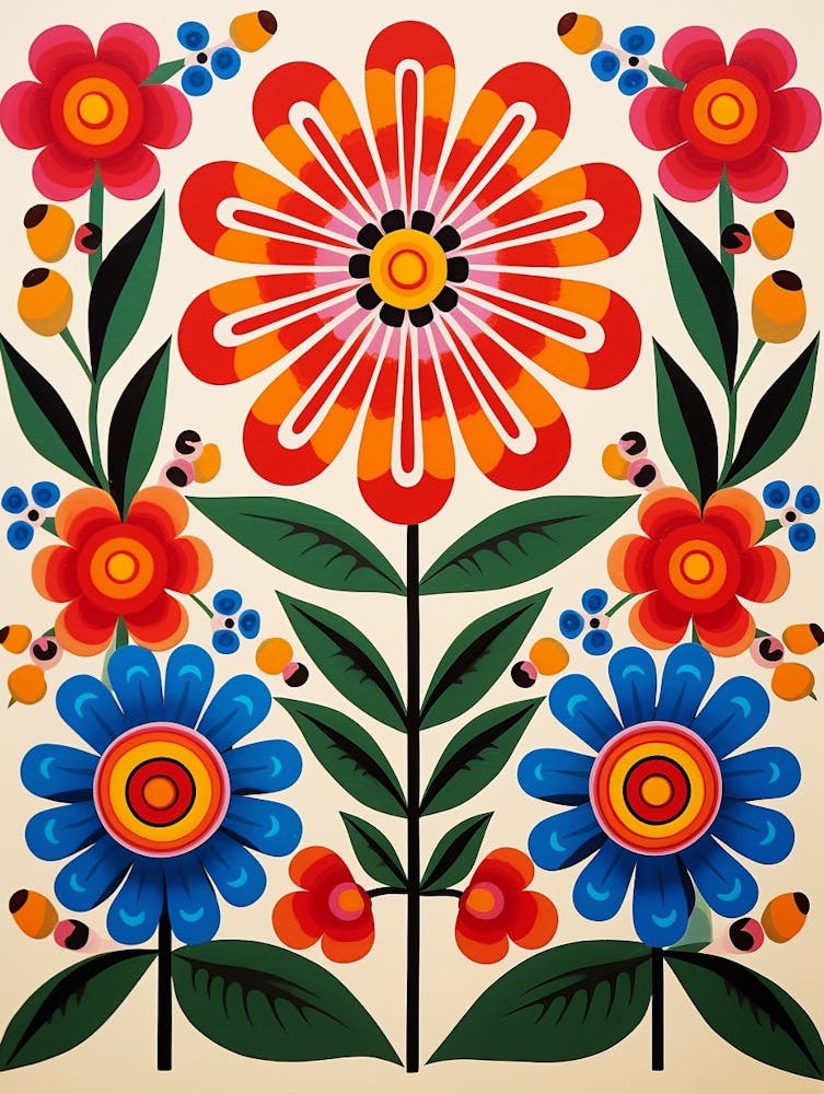 Flower Motif Painting Zinnia 1