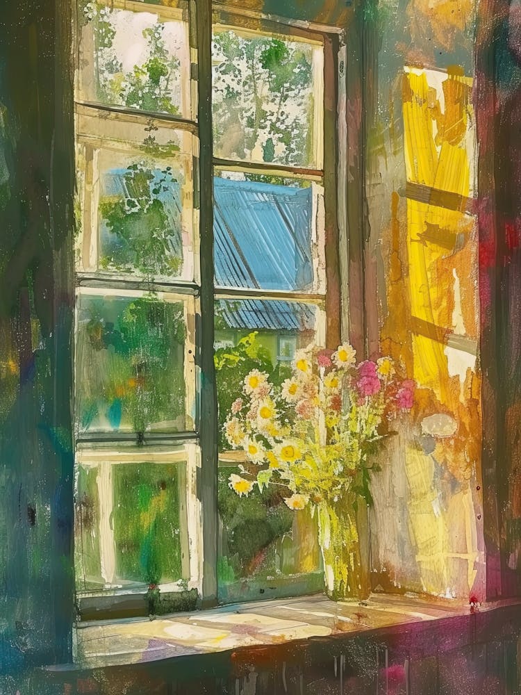 Bleeding Heart Flowers On A Cottage Window 2