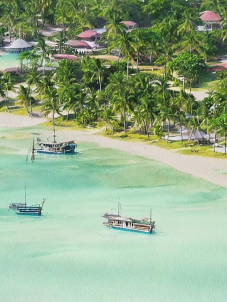 Mactan Island Philippinen Aquarell Tropisches Reiseziel