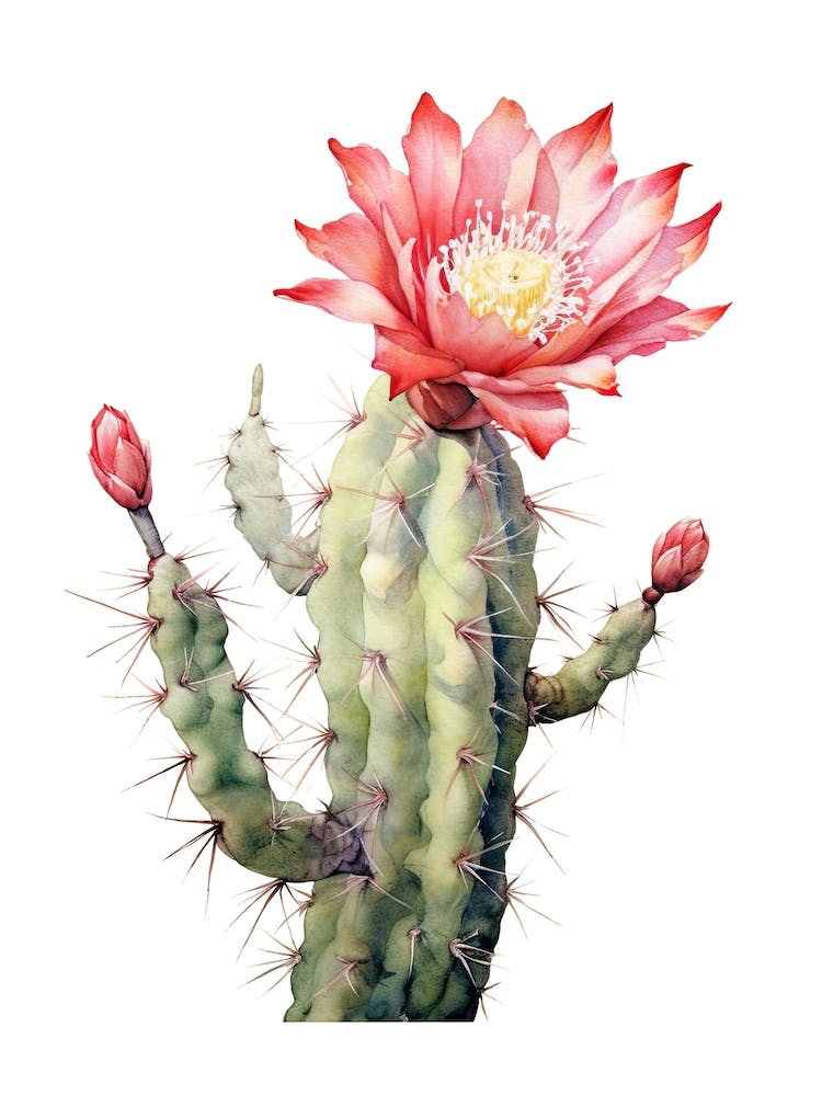 Trichocereus Kaktus Aquarellzeichnung 2