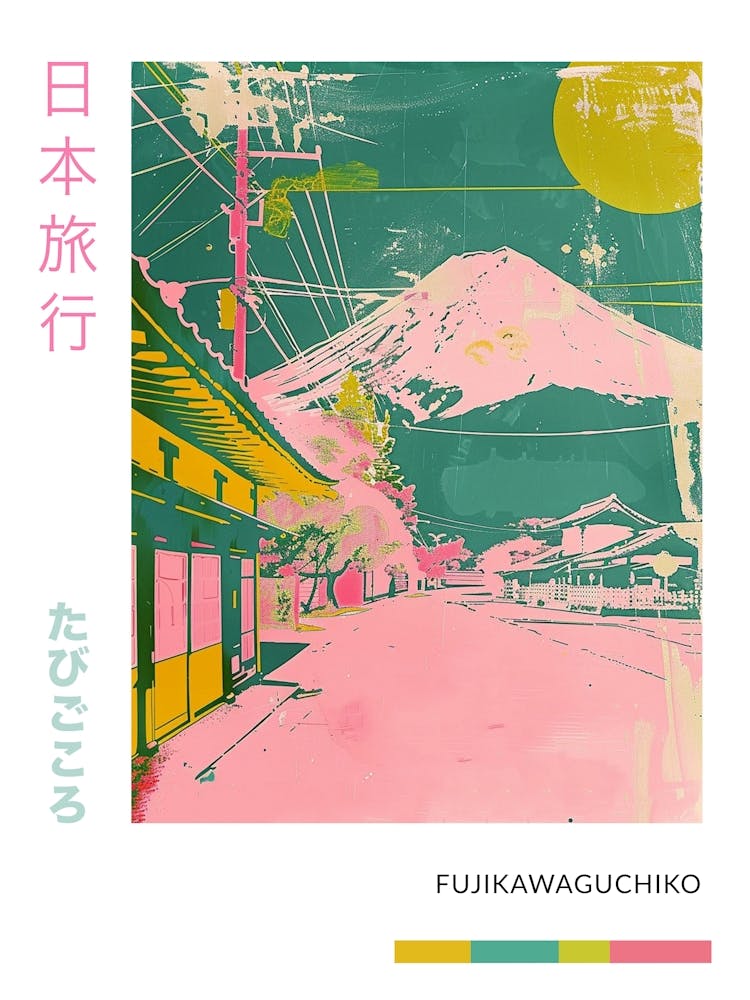 Fujikawaguchiko Japan Duotone Silkscreen Poster 1