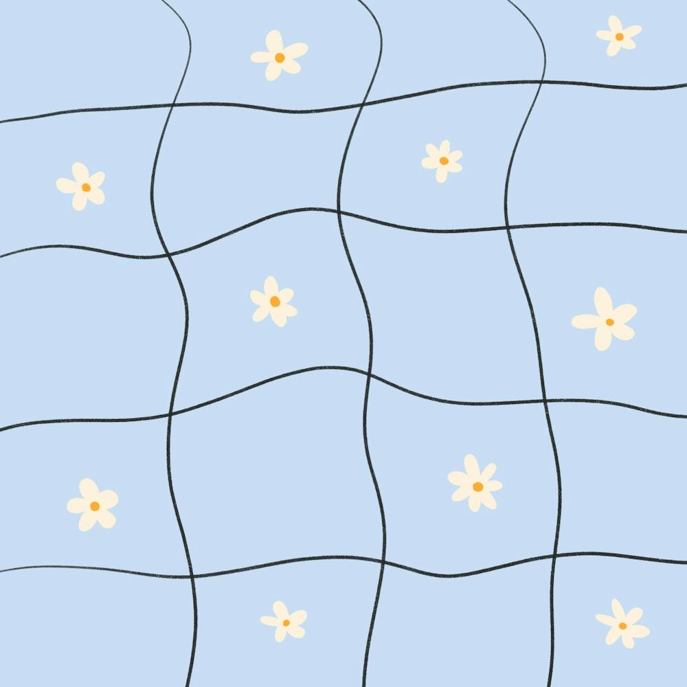 Wavy Grid With Daisies