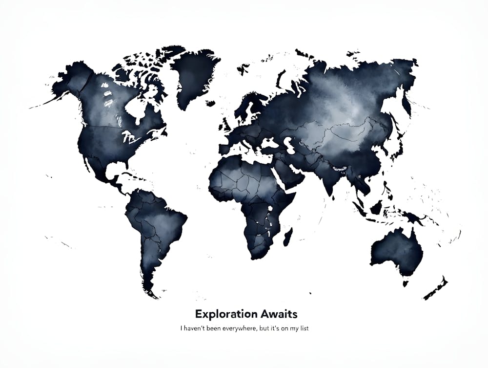 Wanderlust Watercolor World Map Print - Inspirational Travel Quote