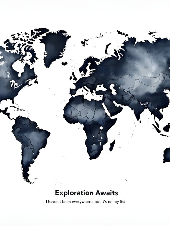 Wanderlust Watercolor World Map Print - Inspirational Travel Quote