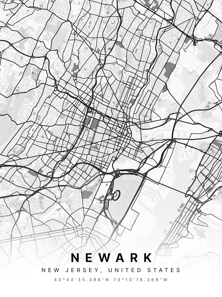 Newark New Jersey White Map
