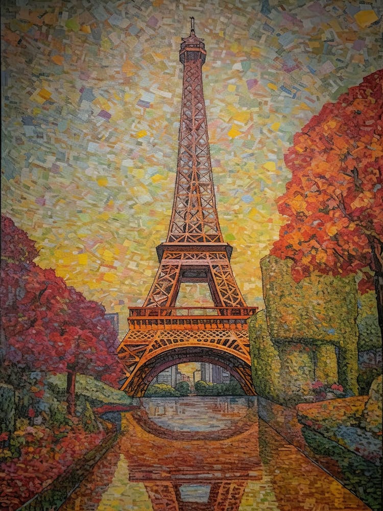 Eiffel Tower Paris France Paul Signac Style 17